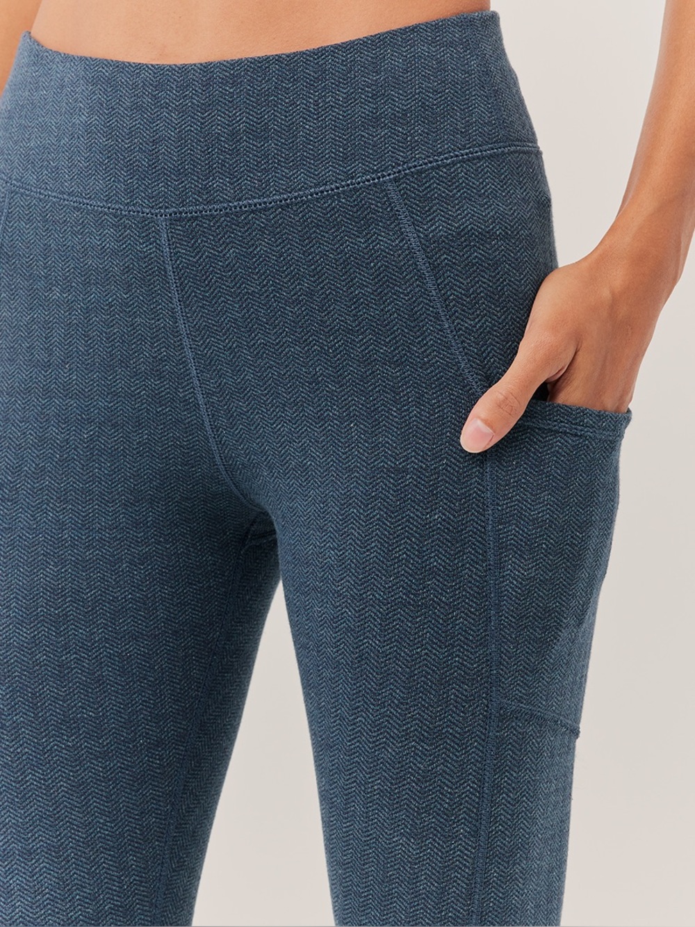 ‼️NWOT: Pact Organic Blue Textured Pocket Leggings - S - Picture 2 of 8